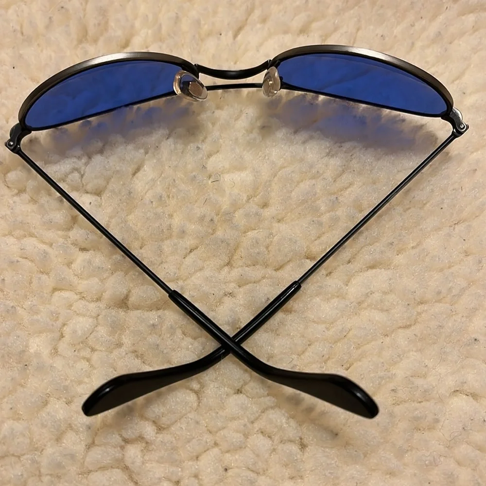 Stylish Oval Blue Lens Sunglasses - Picture 5 of 17